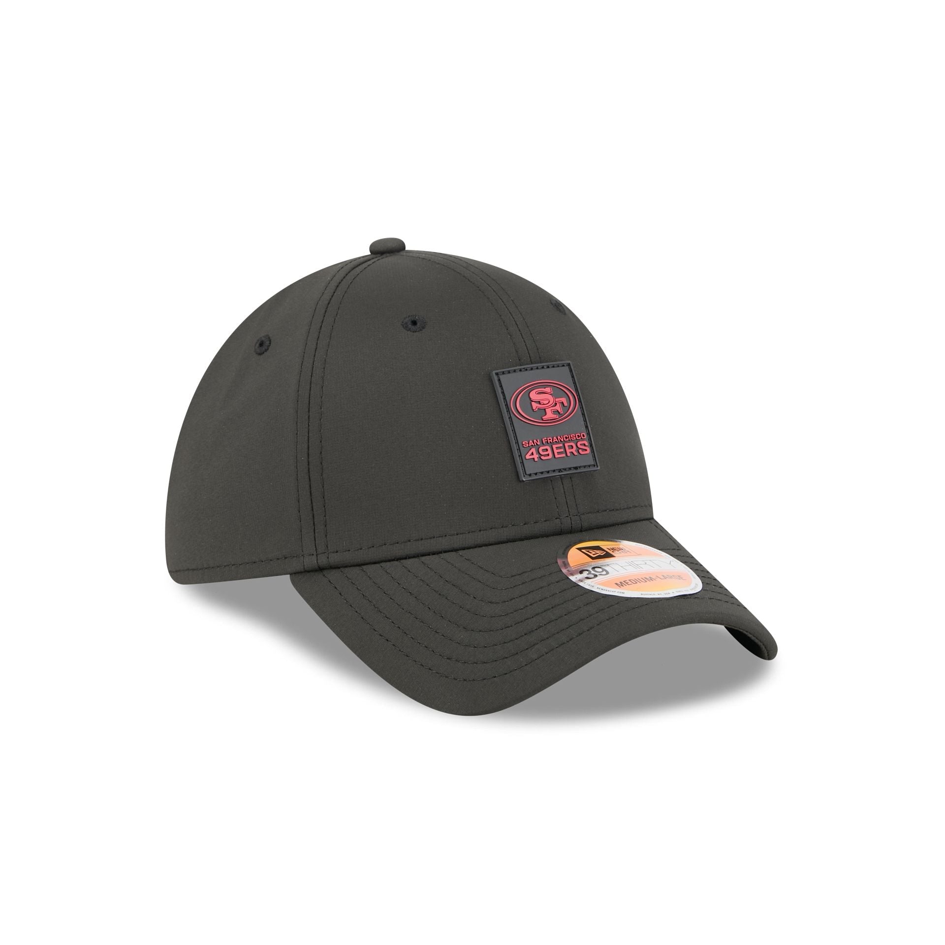 San Francisco 49ers 2025 Sideline Hot Weather Black 39THIRTY Stretch Fit Hat