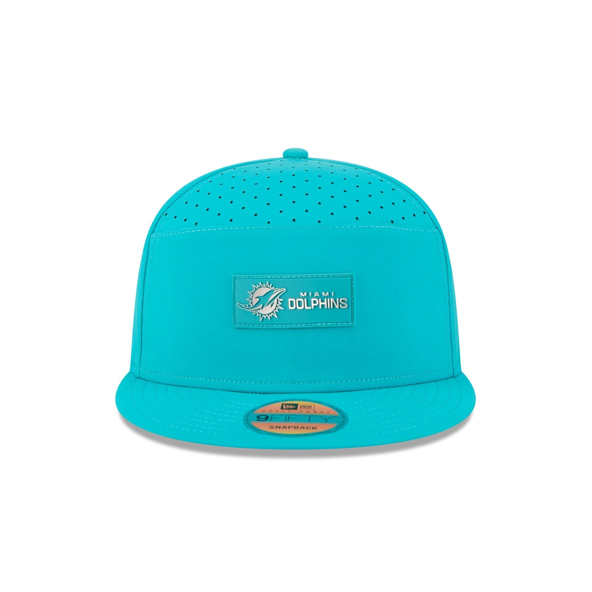 Miami Dolphins 2025 Sideline Hot Weather Split Panel 9FIFTY Snapback Hat