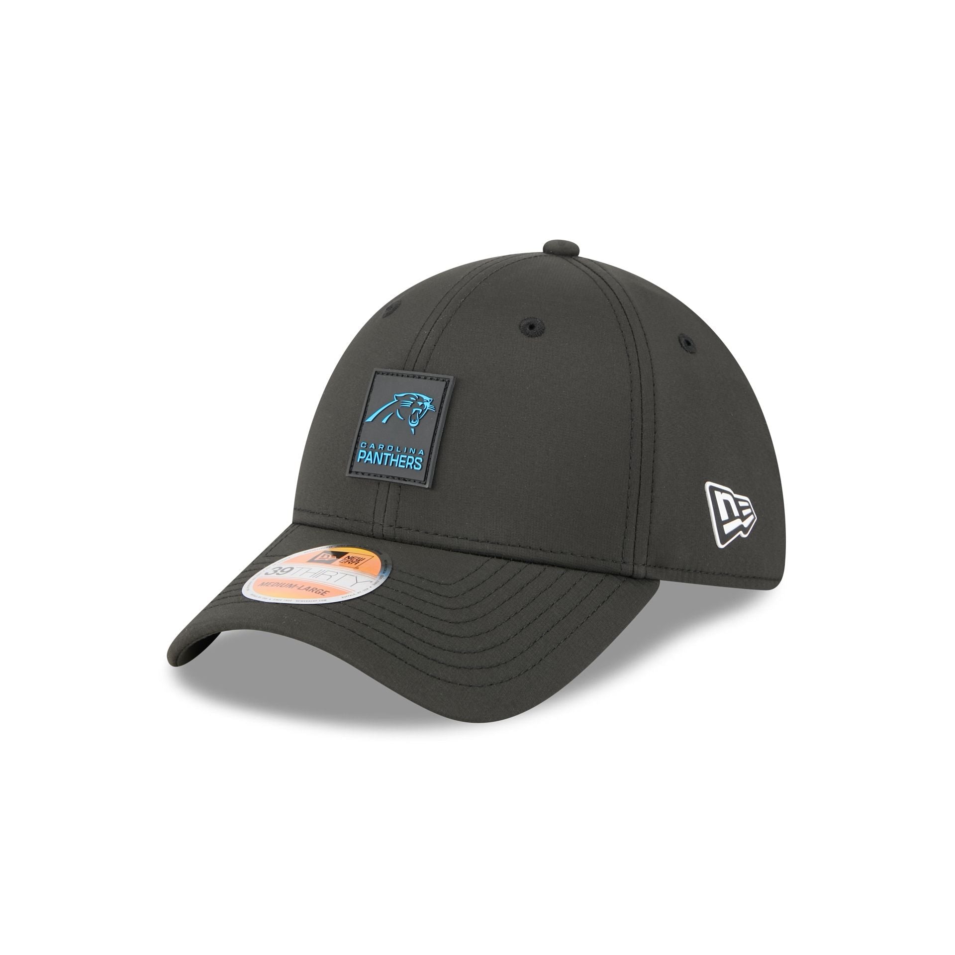 Carolina Panthers 2025 Sideline Hot Weather Black 39THIRTY Stretch Fit Hat