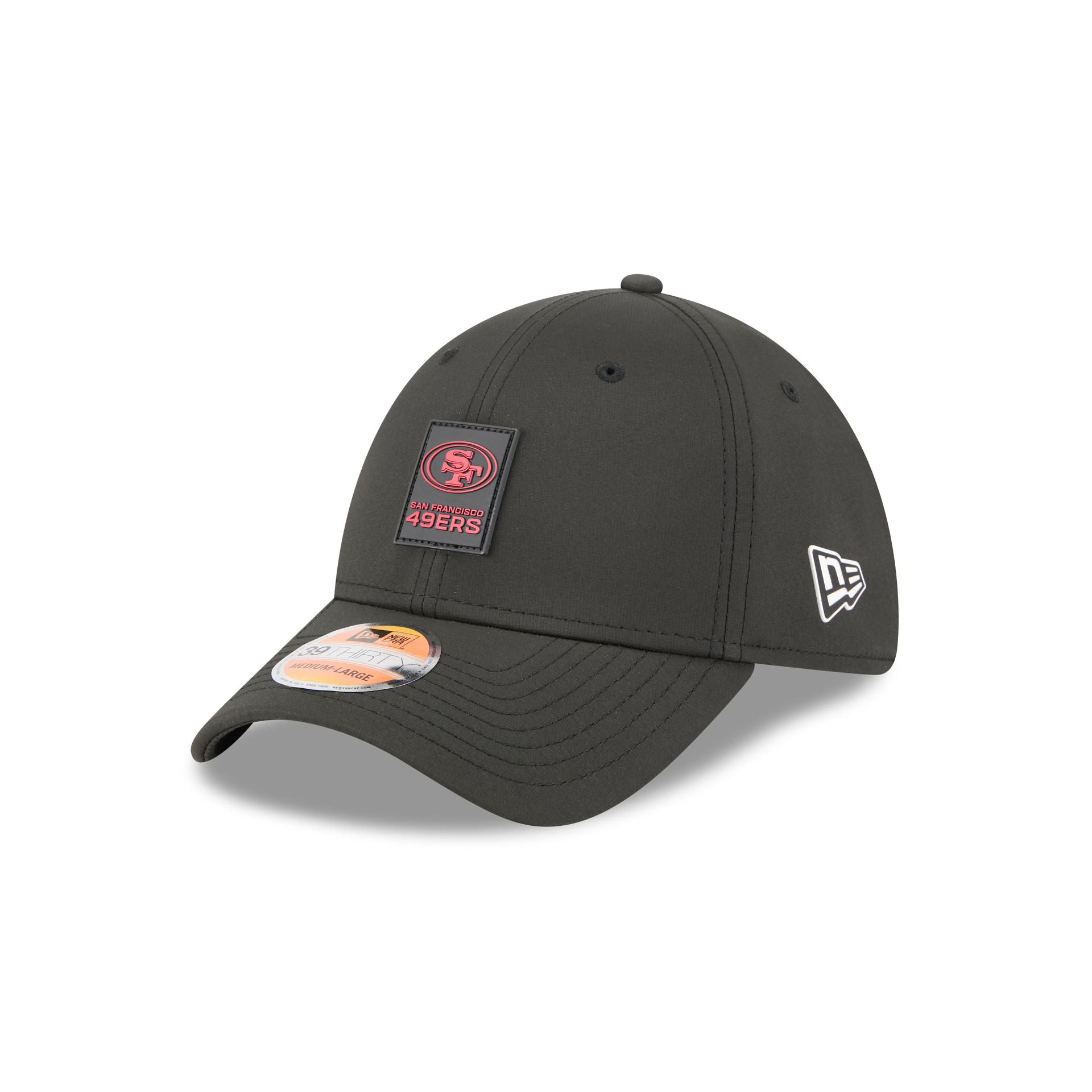 San Francisco 49ers 2025 Sideline Hot Weather Black 39THIRTY Stretch Fit Hat