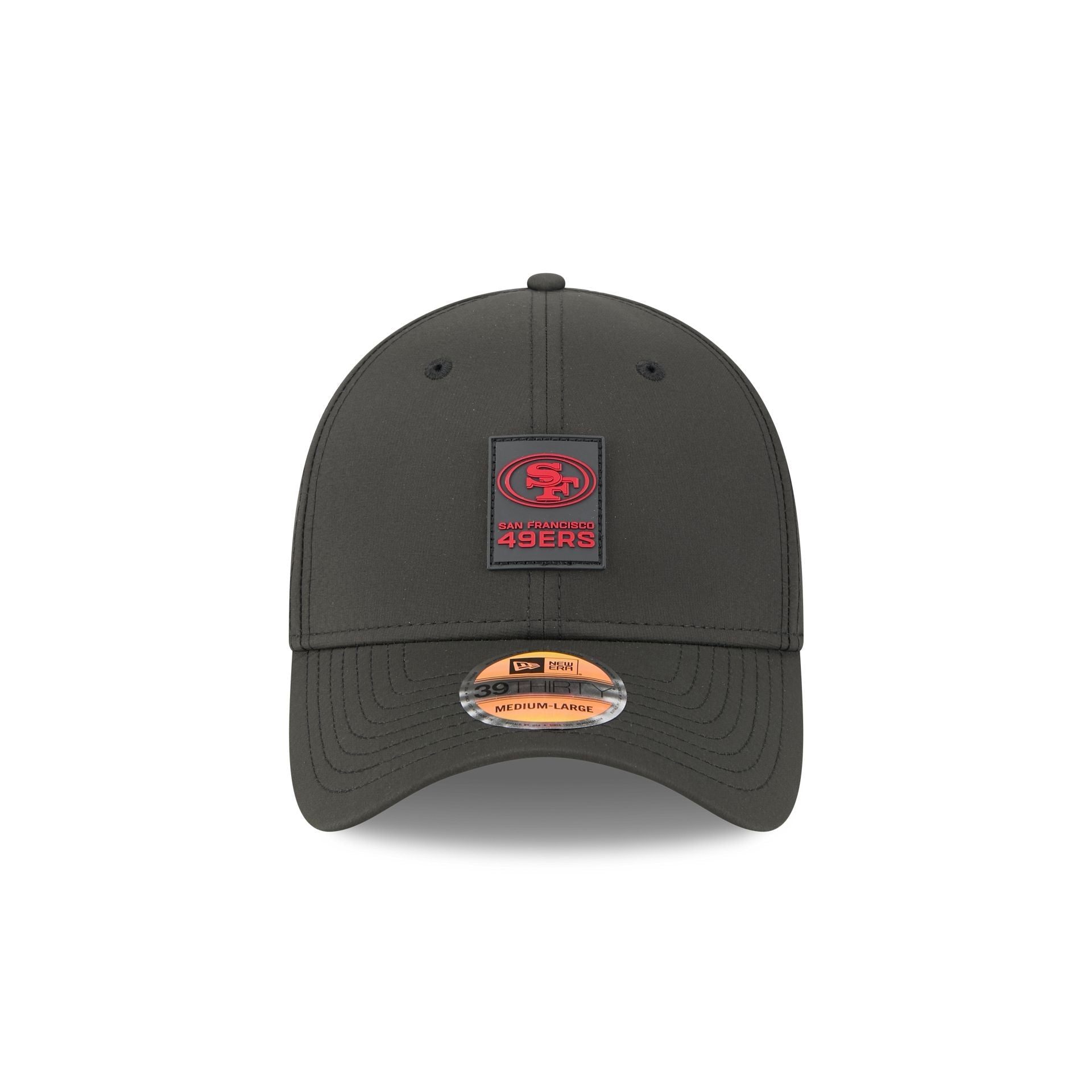 San Francisco 49ers 2025 Sideline Hot Weather Black 39THIRTY Stretch Fit Hat