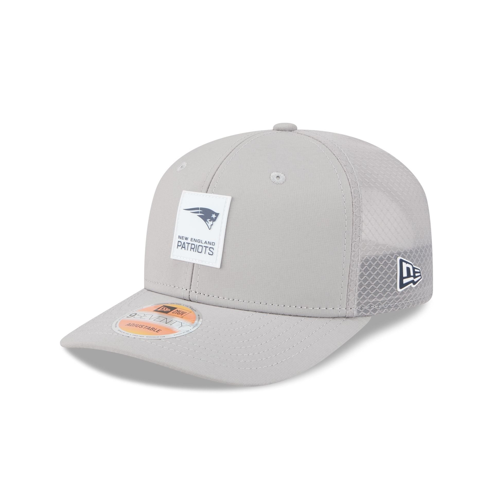 New England Patriots 2025 Sideline Hot Weather Gray 9SEVENTY Trucker Hat