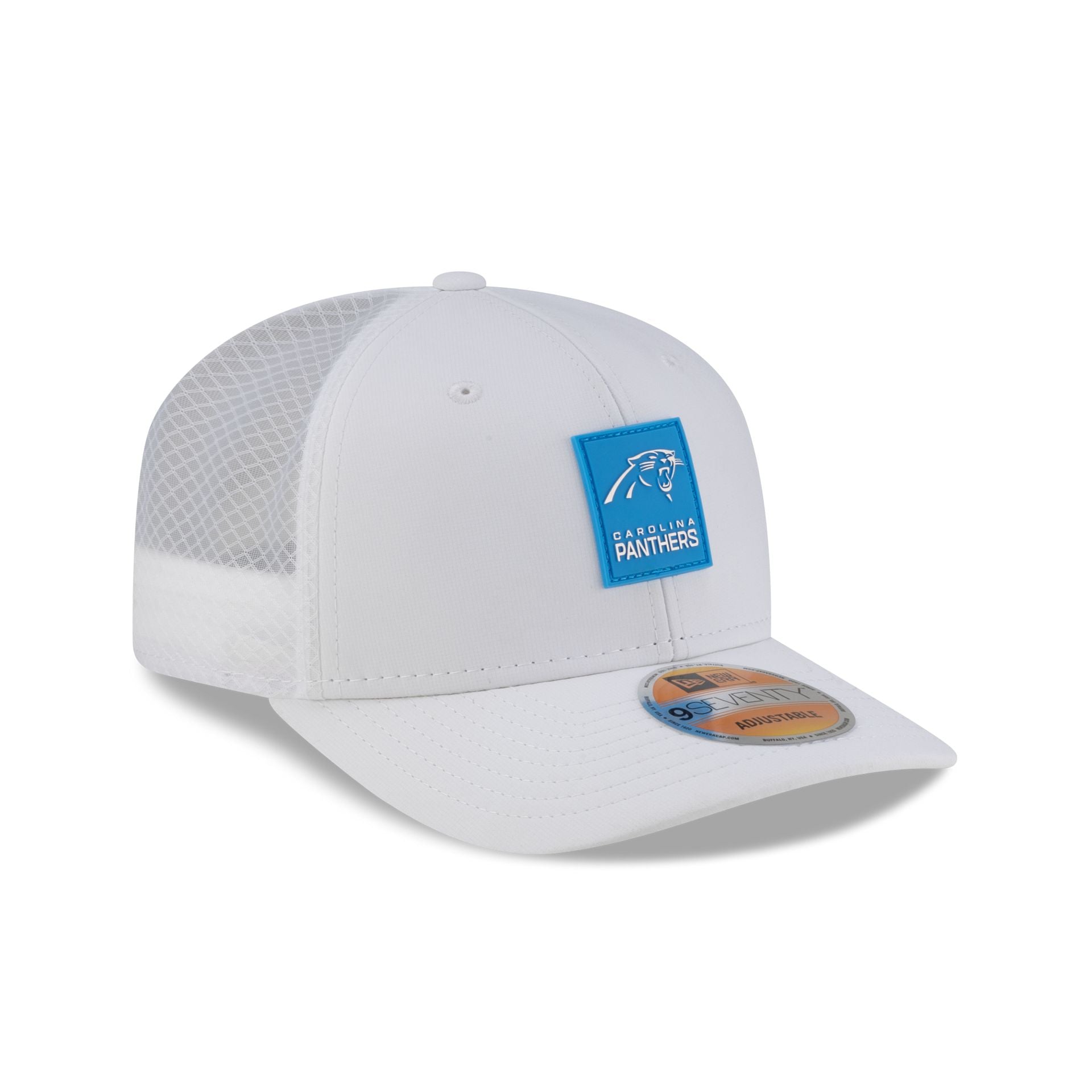 Carolina Panthers 2025 Sideline Hot Weather White 9SEVENTY Trucker Hat