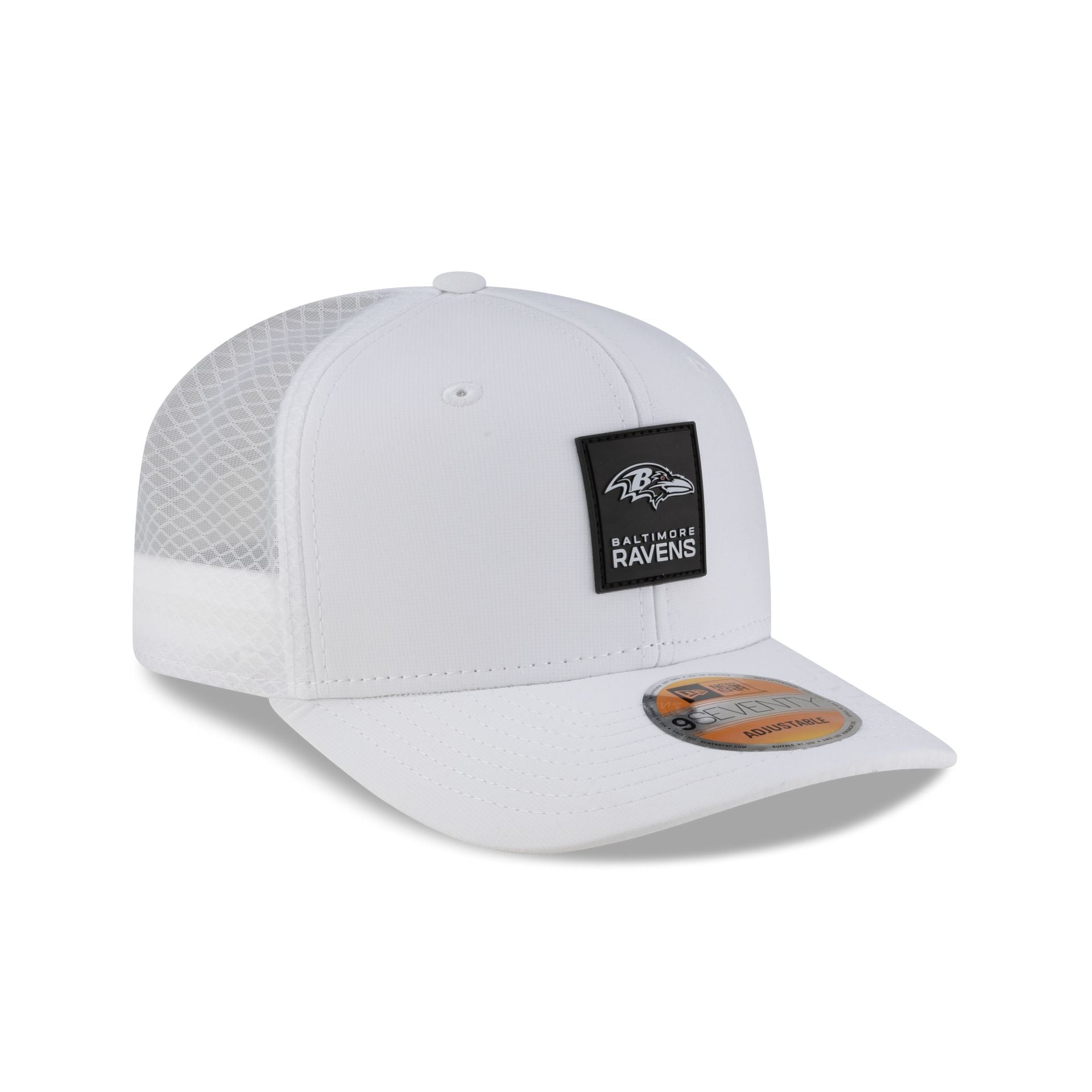 Baltimore Ravens 2025 Sideline Hot Weather White 9SEVENTY Trucker Hat