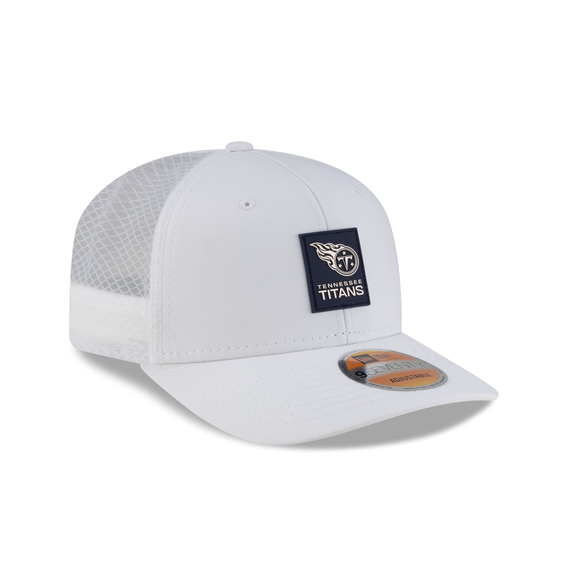 Tennessee Titans 2025 Sideline Hot Weather White 9SEVENTY Trucker Hat